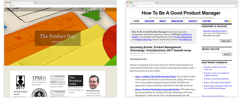 Examples of real product management blogs